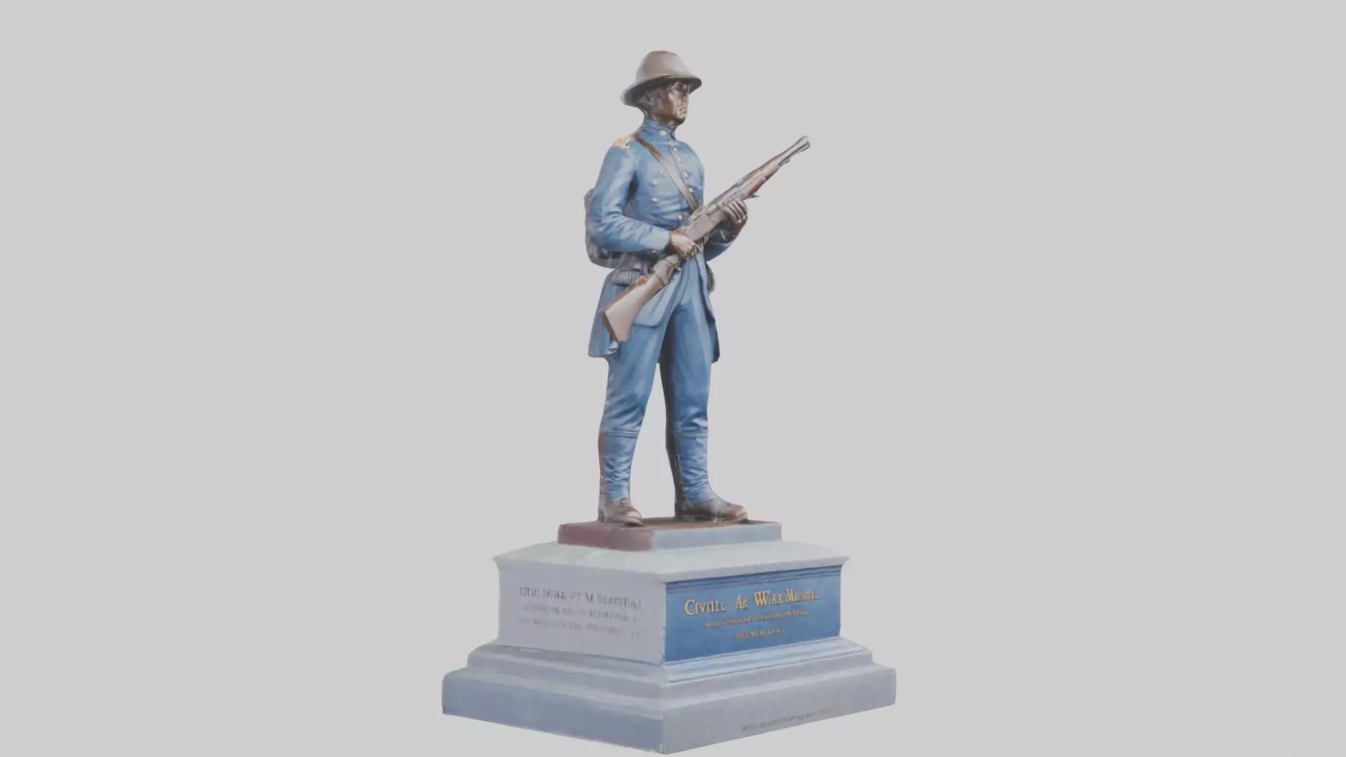 Civil War Soldier Memorial model Low-poly 3D model_0