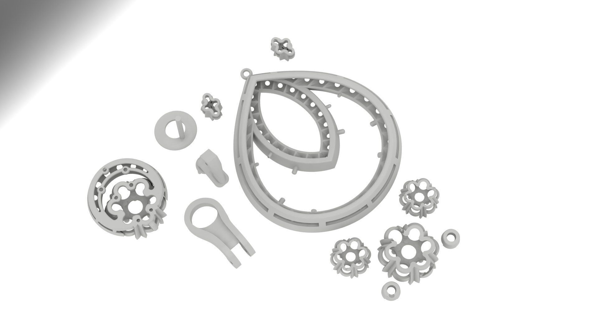 van cleeef snowflake earrings 3D print model_4