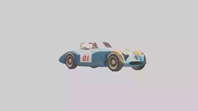 Classic Race Car with Vintage Livery model Low-poly 3D model