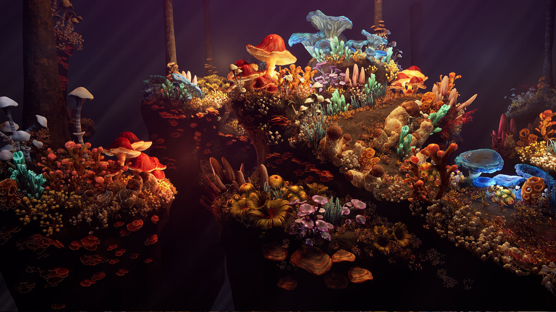 Fantasy cave plants Low-poly 3D model_1