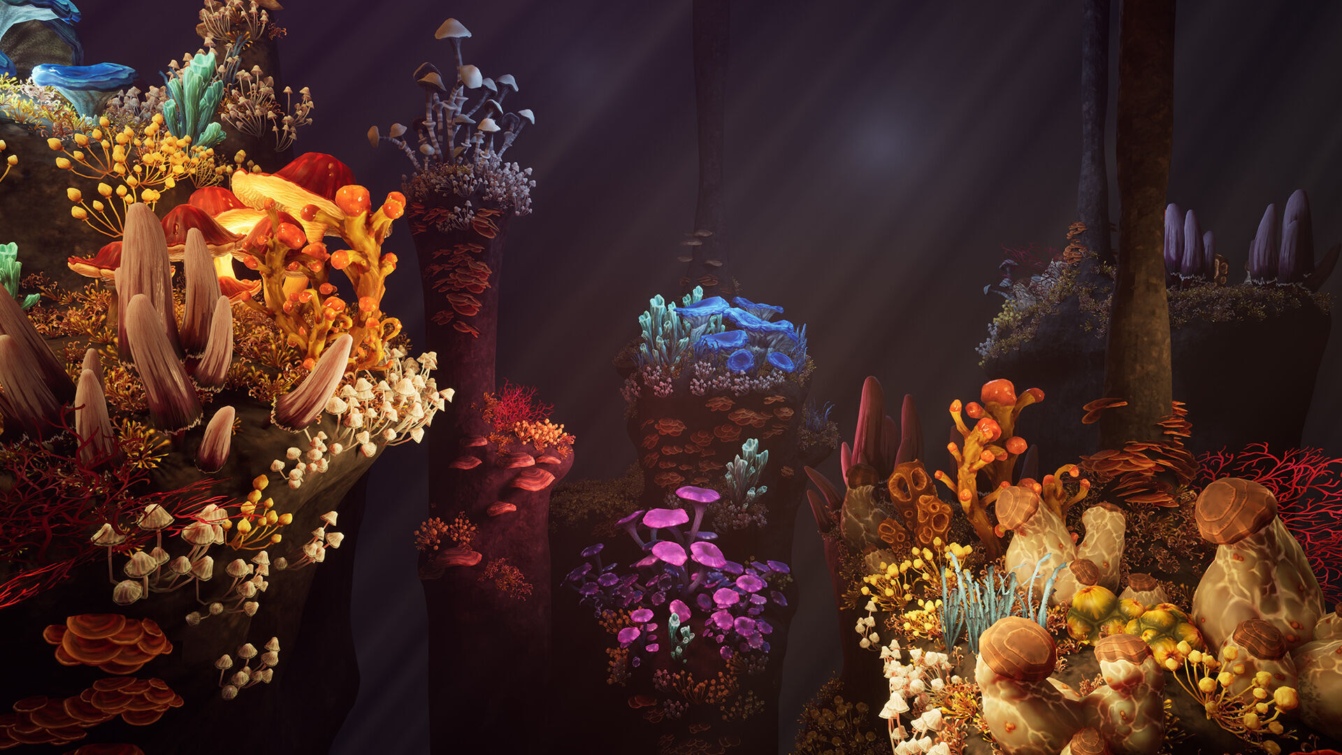 Fantasy cave plants Low-poly 3D model_5