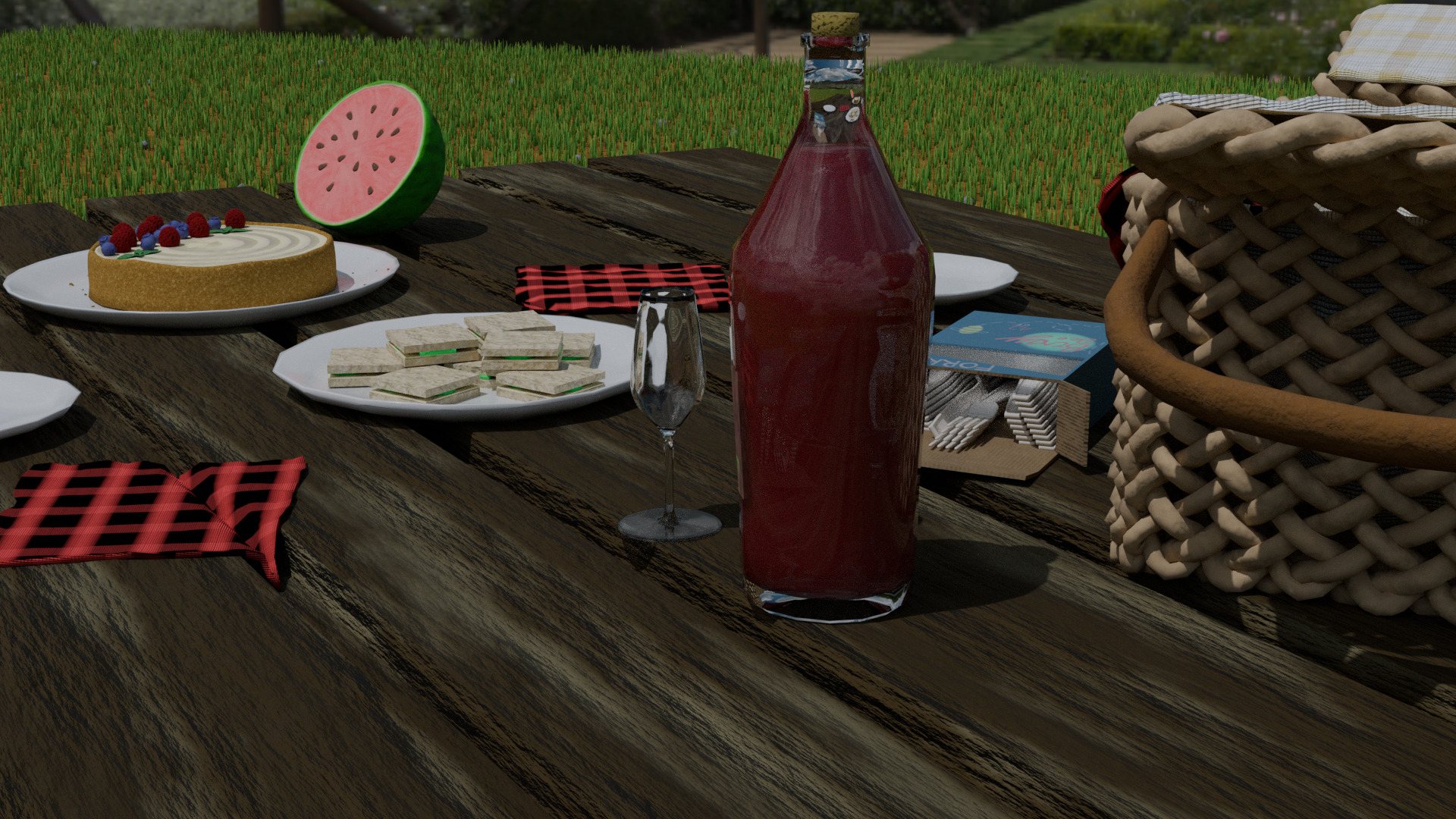 LowPoly Picnic Table Low-poly 3D model_6