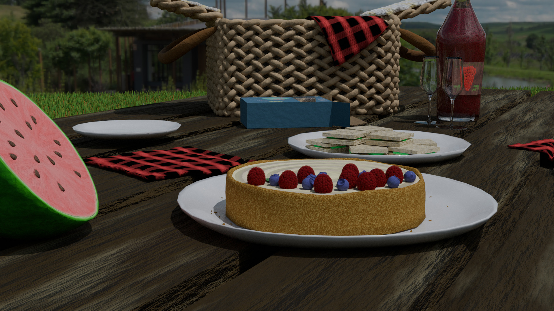 LowPoly Picnic Table Low-poly 3D model_7