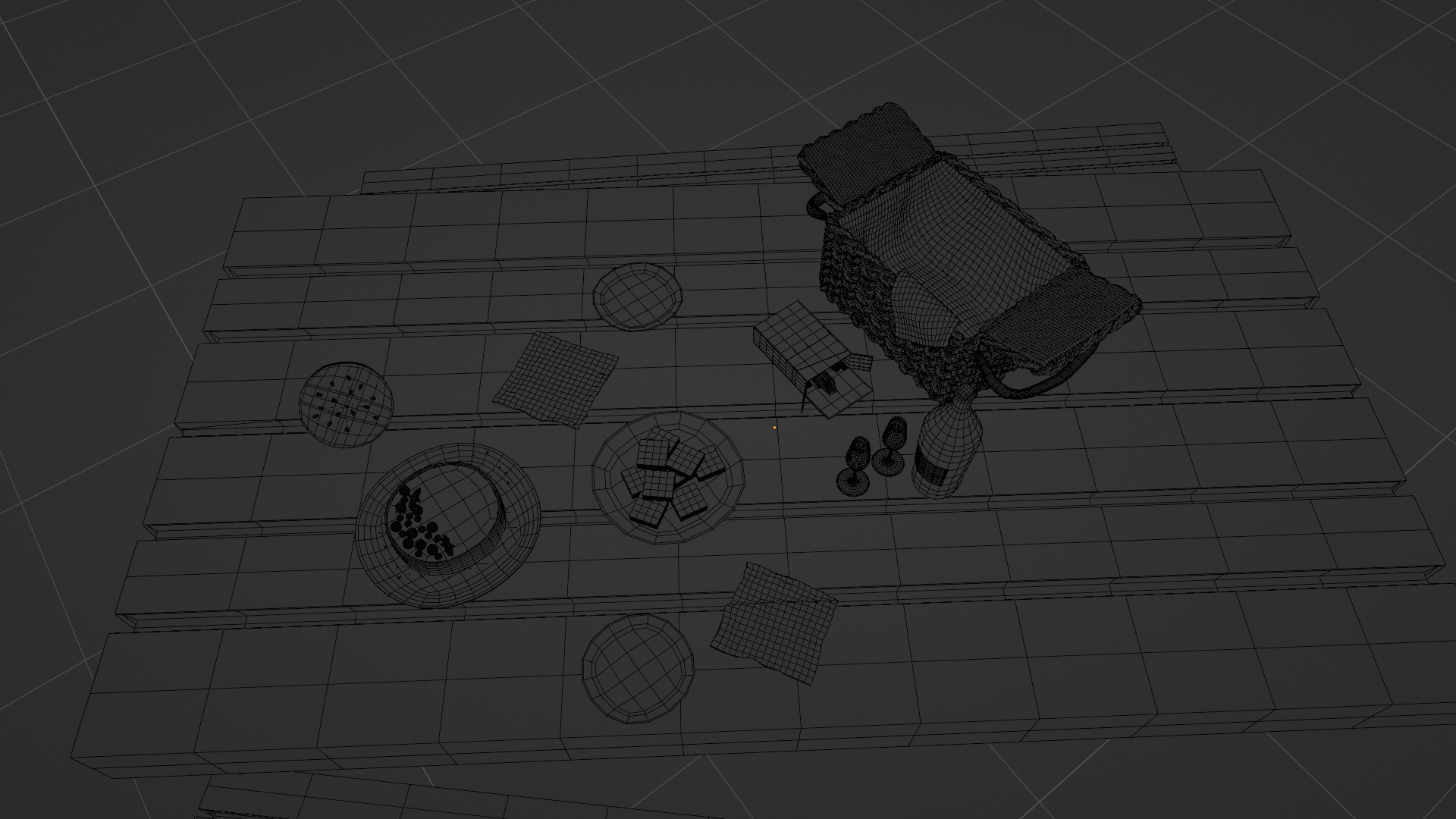 LowPoly Picnic Table Low-poly 3D model_12