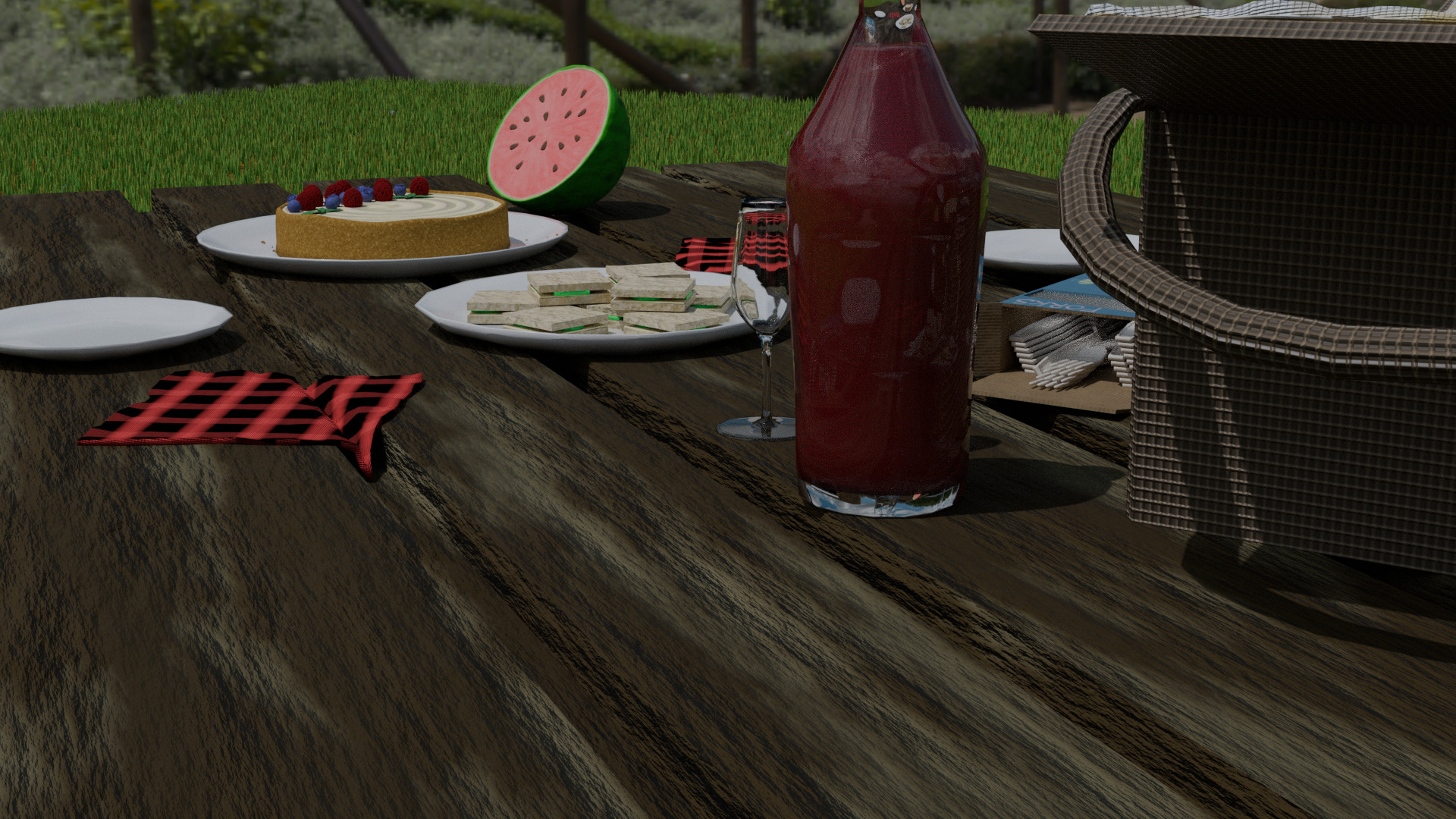 LowPoly Picnic Table Low-poly 3D model_2