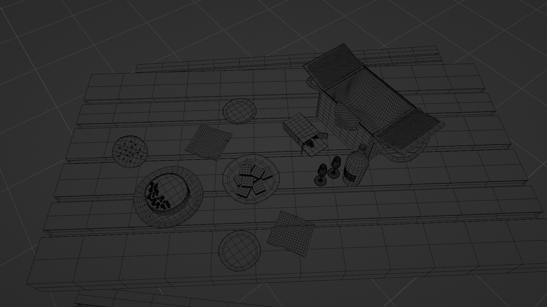 LowPoly Picnic Table Low-poly 3D model_9