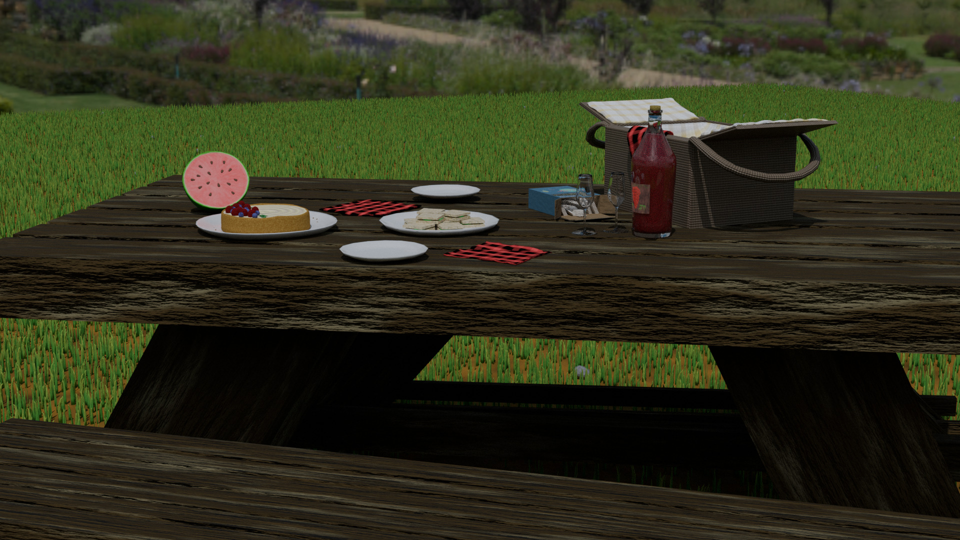 LowPoly Picnic Table Low-poly 3D model_1