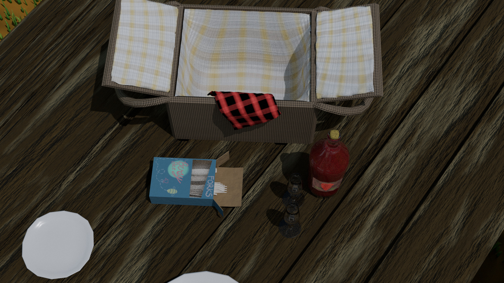 LowPoly Picnic Table Low-poly 3D model_5
