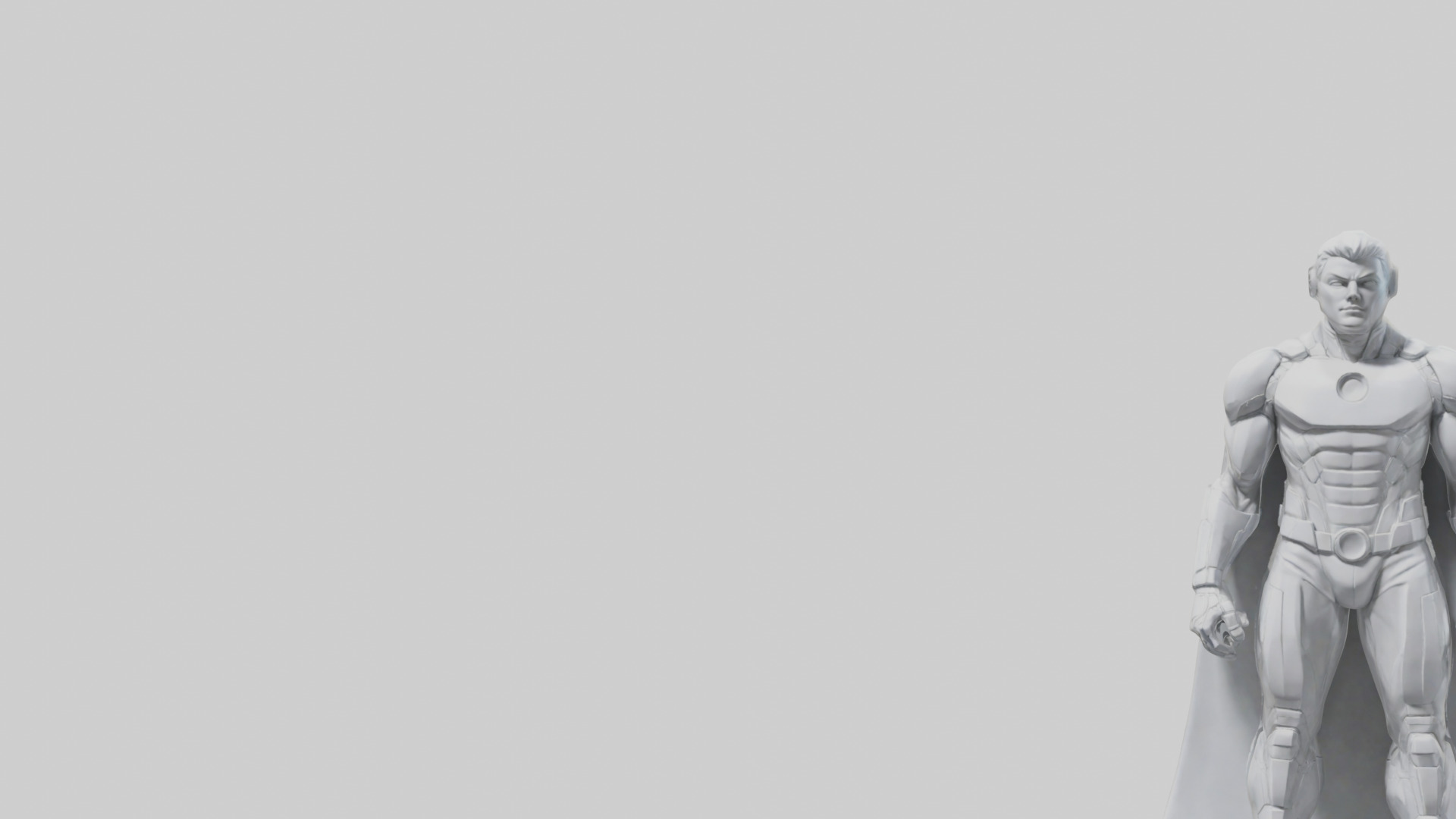 Clean Future Hero Statue model Low-poly 3D model_21