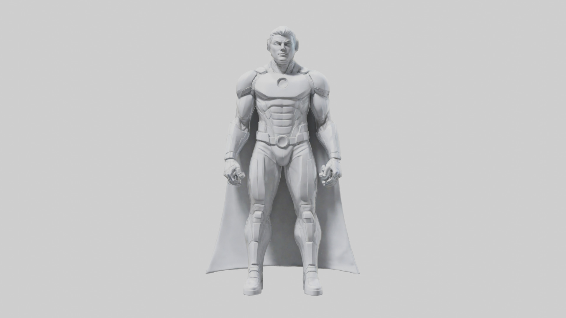 Clean Future Hero Statue model Low-poly 3D model_12