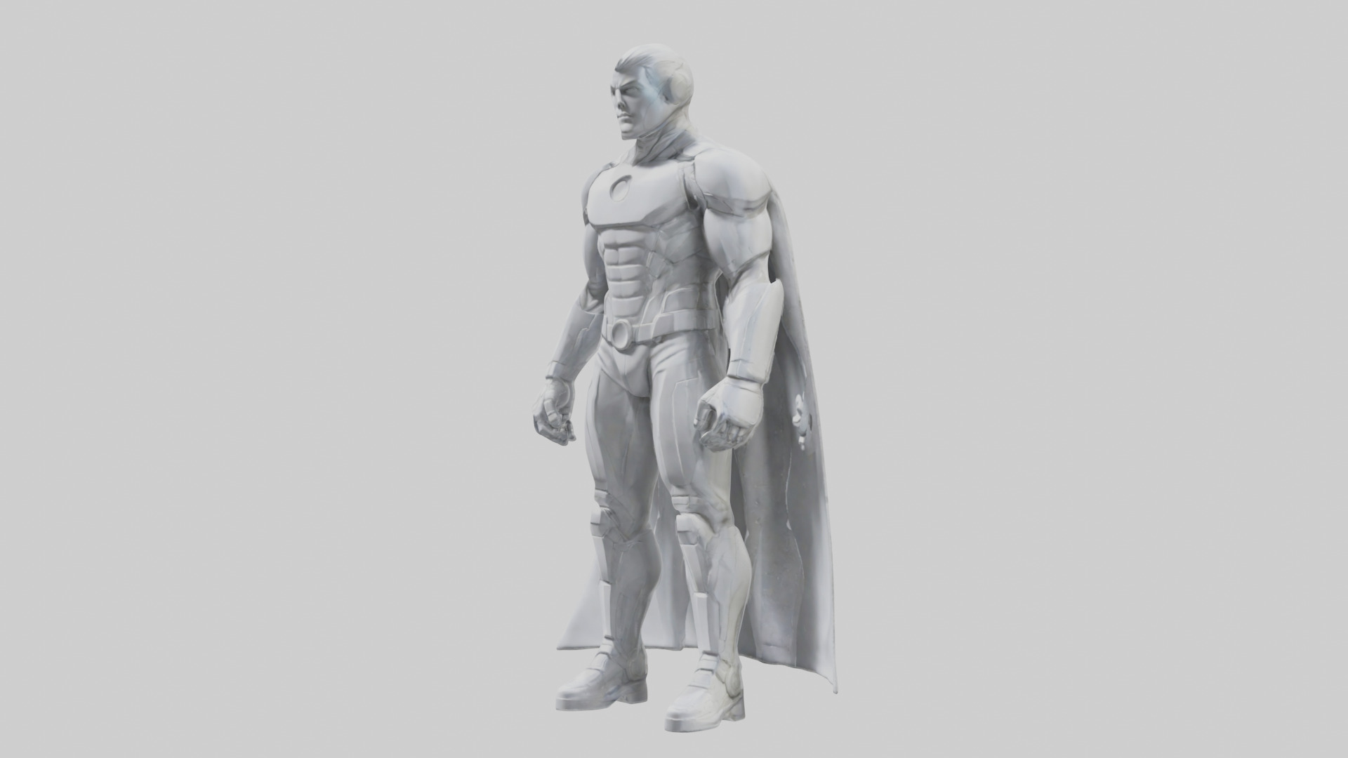 Clean Future Hero Statue model Low-poly 3D model_14