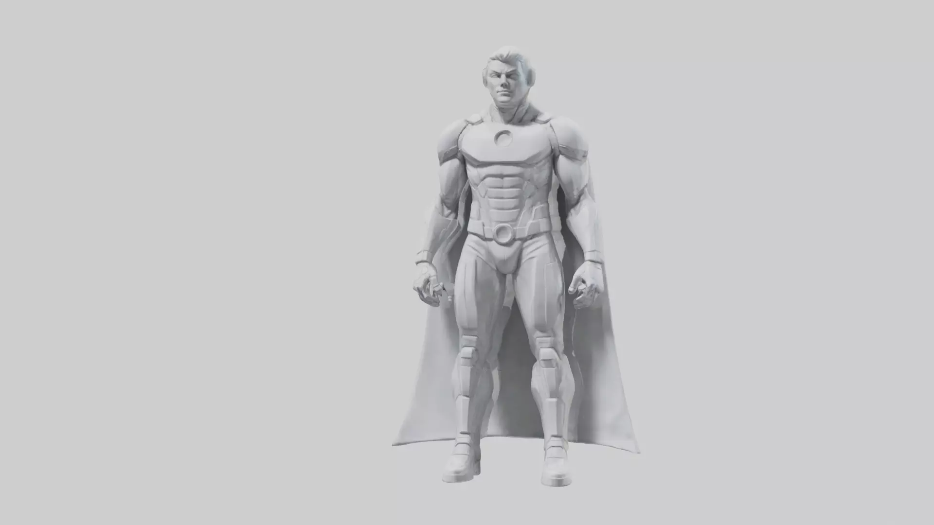 Clean Future Hero Statue model Low-poly 3D model_0