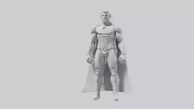 Clean Future Hero Statue model Low-poly 3D model