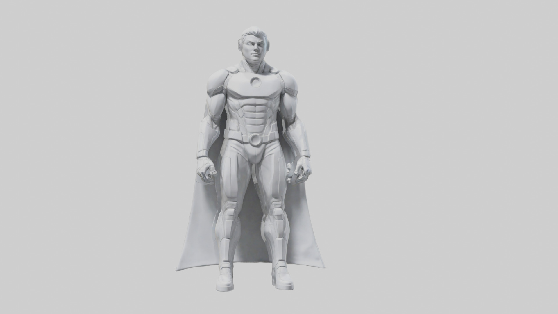 Clean Future Hero Statue model Low-poly 3D model_20