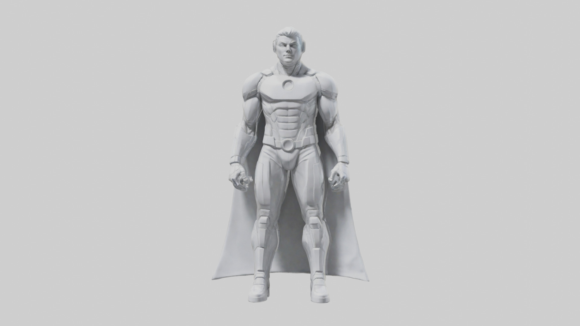 Clean Future Hero Statue model Low-poly 3D model_1