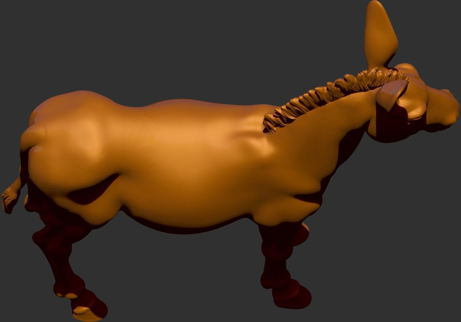 stylized donkey 3d printable model 3D print model_2