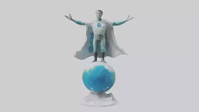 Climate Change Hero Statue model Low-poly 3D model
