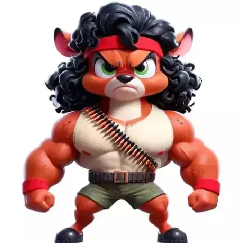 muscular cartoon fox 
