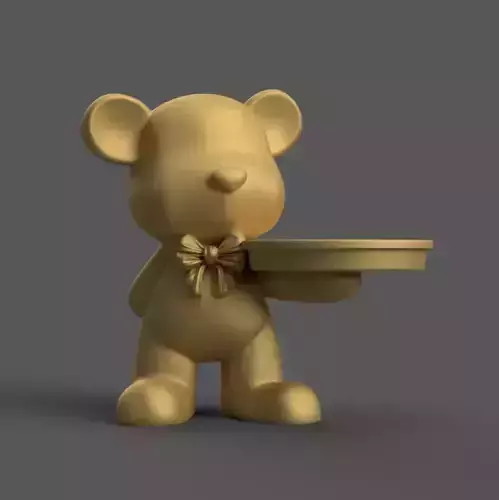 Cute Bear Tray Holder 3D STL File for Desk Home Decor 3D print model