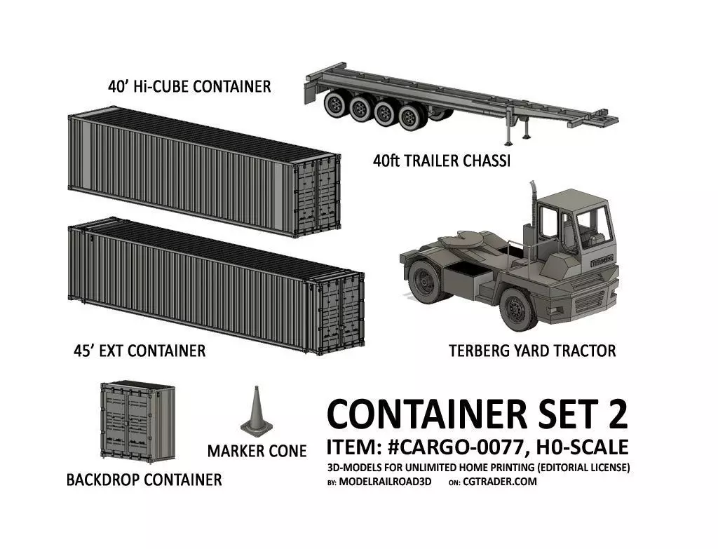 CARGO-0077 Container ISO standard H0-scale 3D print model_0