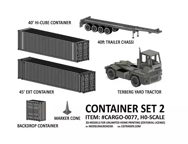CARGO-0077 Container ISO standard H0-scale 3D print model