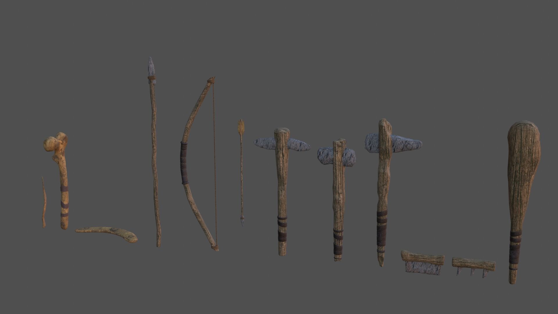 Survival Tools Bundle Primitive Low-poly 3D model_4