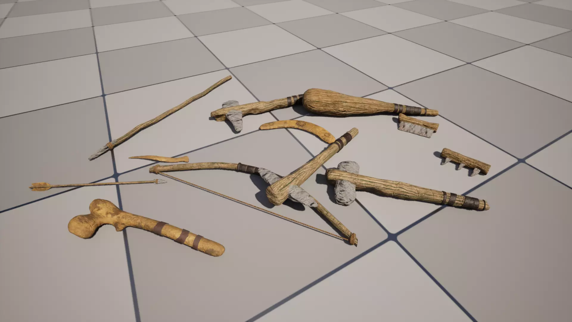 Survival Tools Bundle Primitive Low-poly 3D model_0