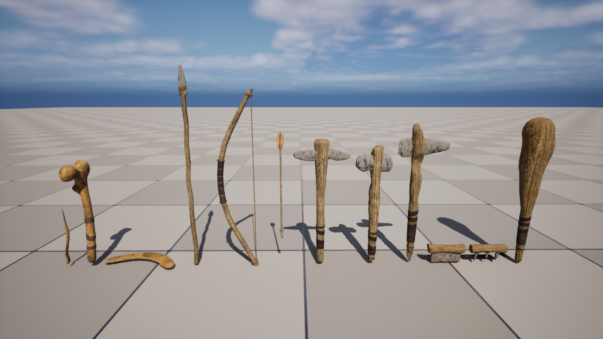 Survival Tools Bundle Primitive Low-poly 3D model_1