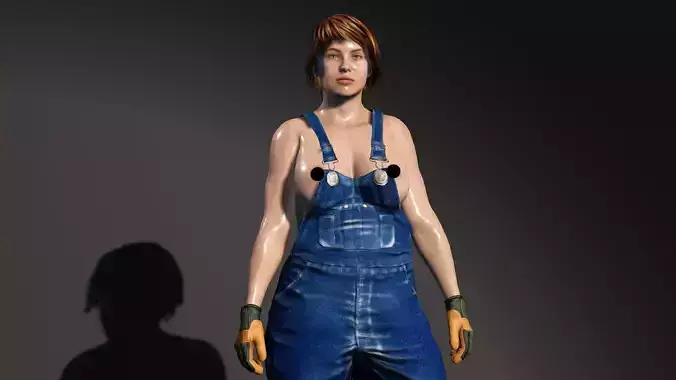 Female Construction Worker Low-poly 3D model