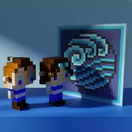 Sokka Katara Avatar Voxel Stylized Cubic