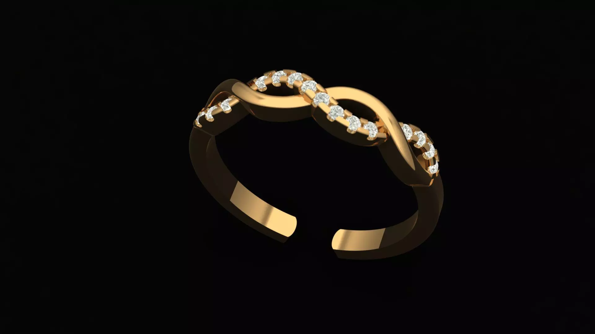 Infinity Diamond Ring Low-poly 3D model_0