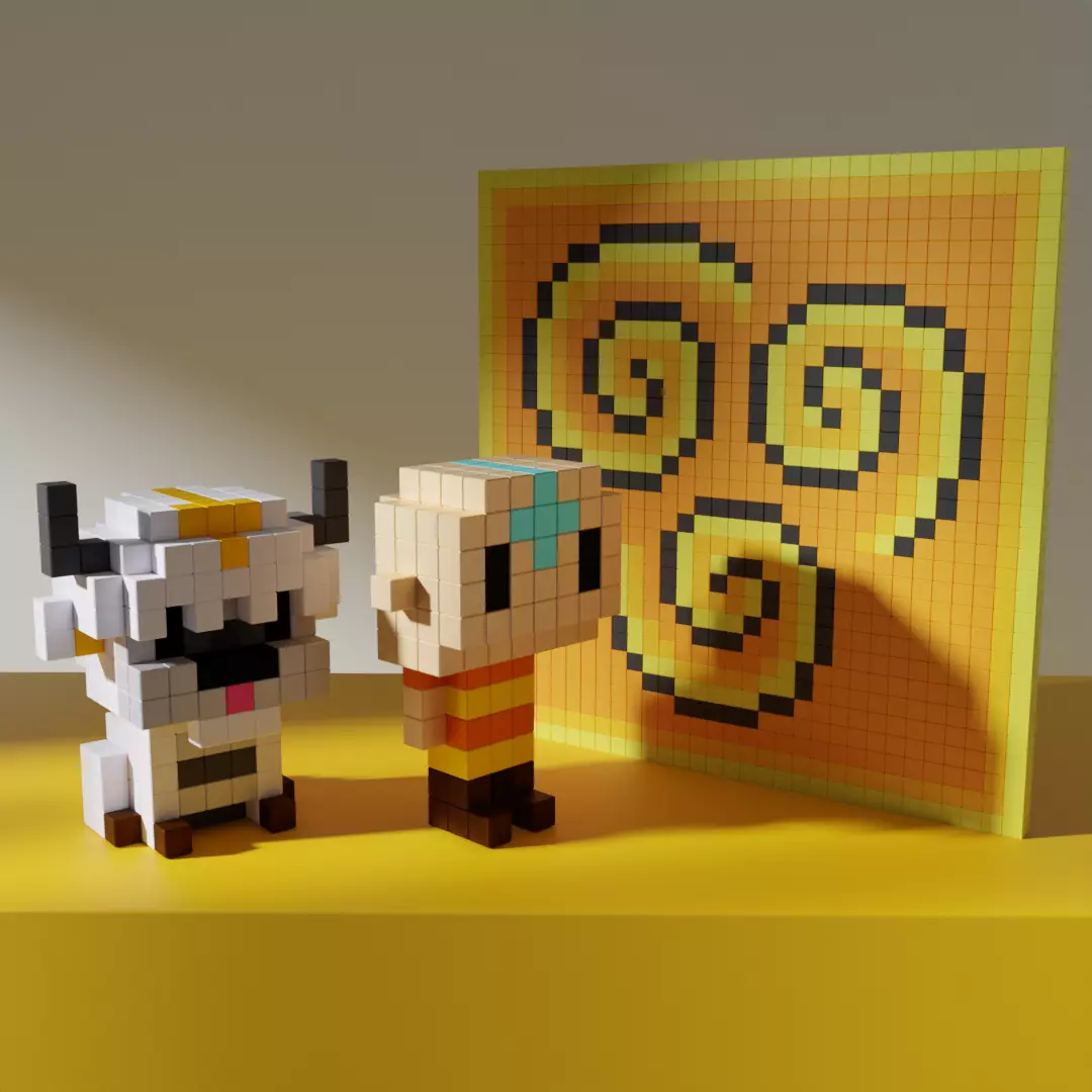 Aang Appa Avatar Voxel Stylized Cubic Low-poly 3D model