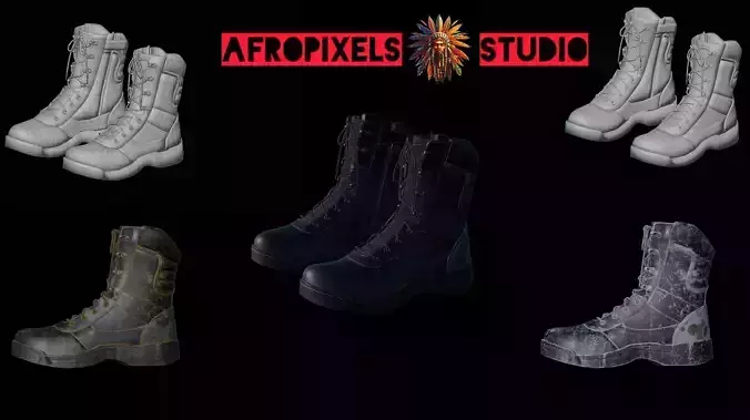 Military Combat Boots - Game Ready 3D Model