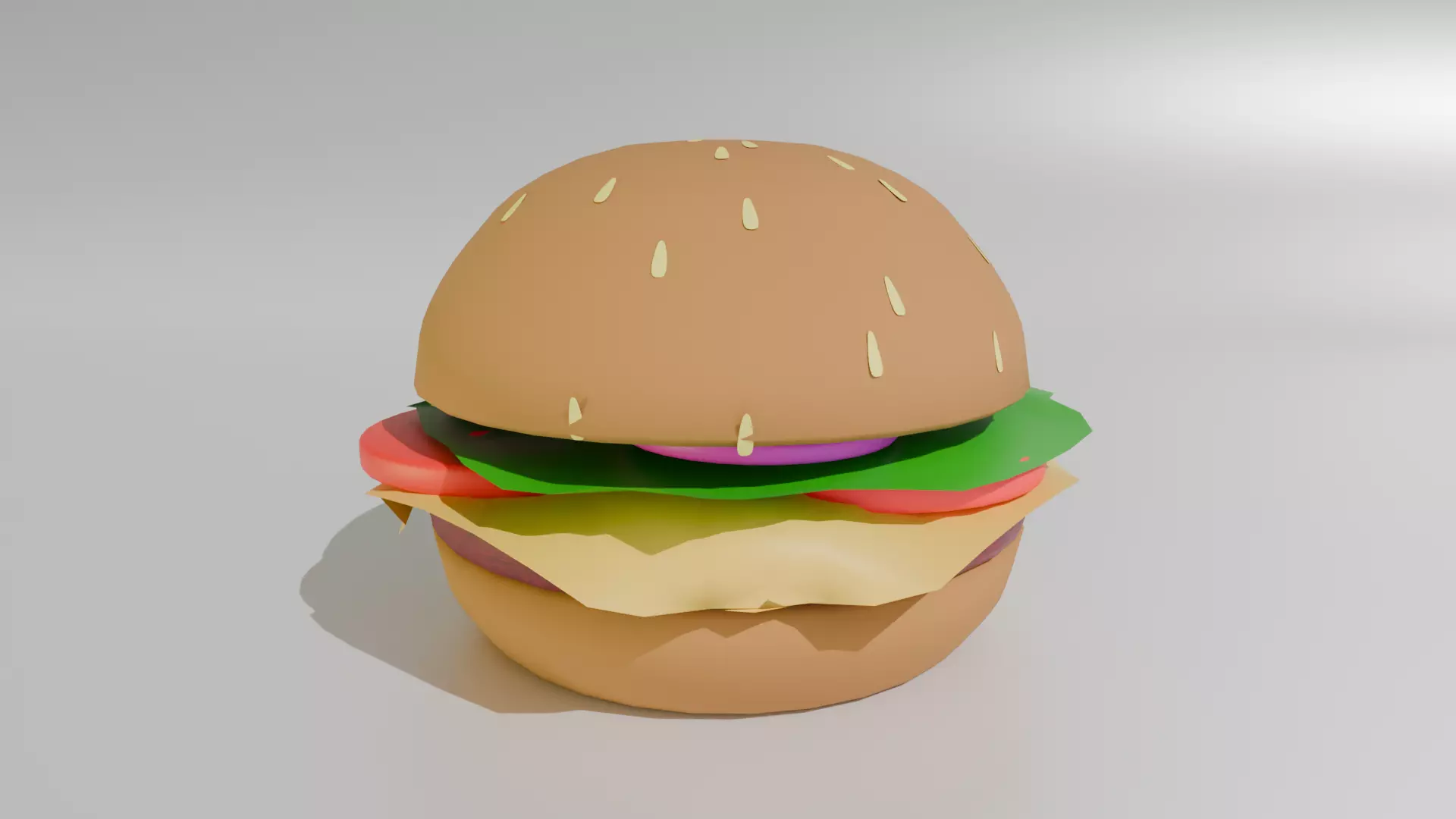 low poly burger Low-poly 3D model_0