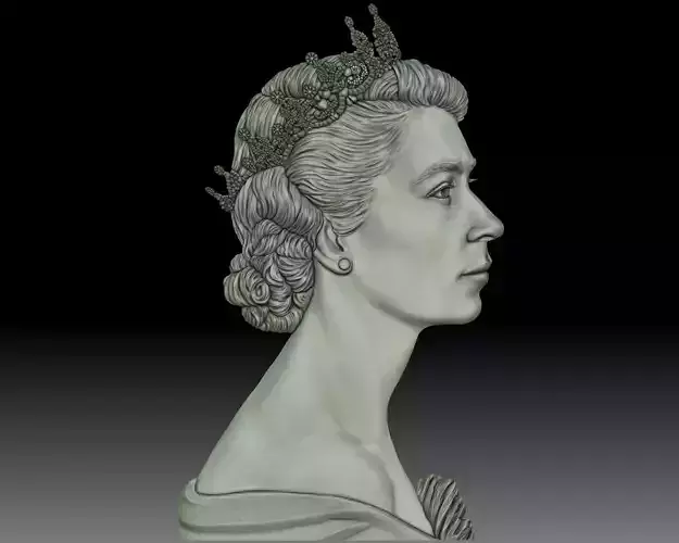 Queen Elizabeth II coin portrait 3D print model Queen Elizabeth II coin portrait 3D print model