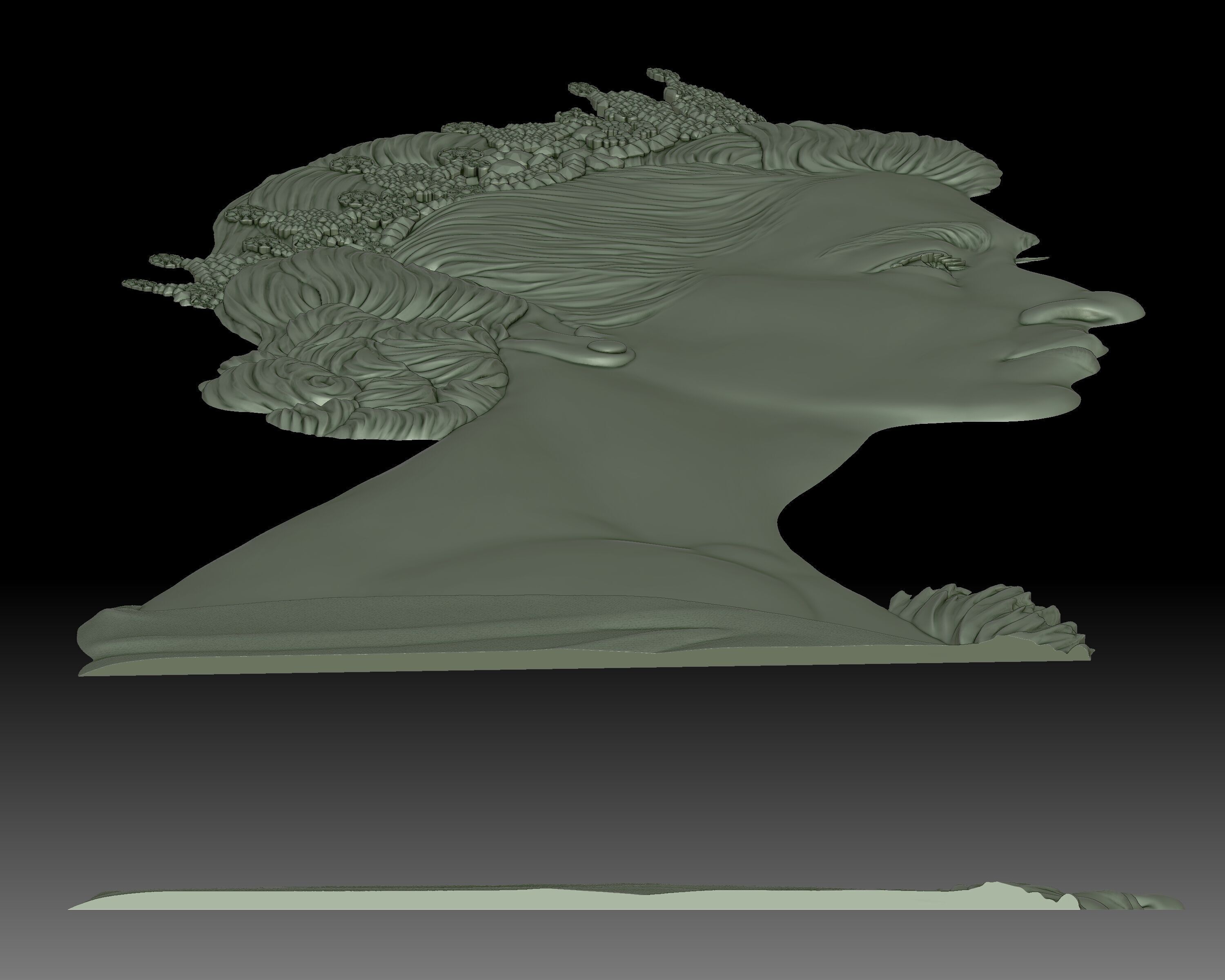 Queen Elizabeth II coin portrait 3D print model_2