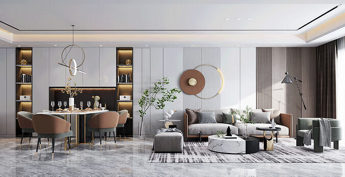 House sofa background hall House sofa background  restaurant 3D model