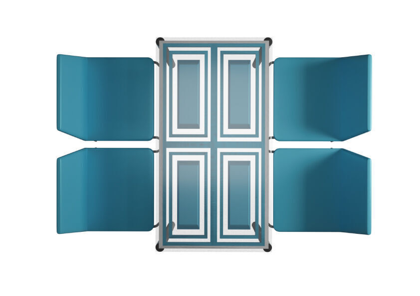 Dining table set sea blue color 3D model_2