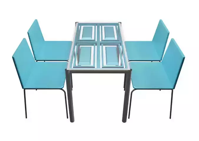 Dining table set sea blue color