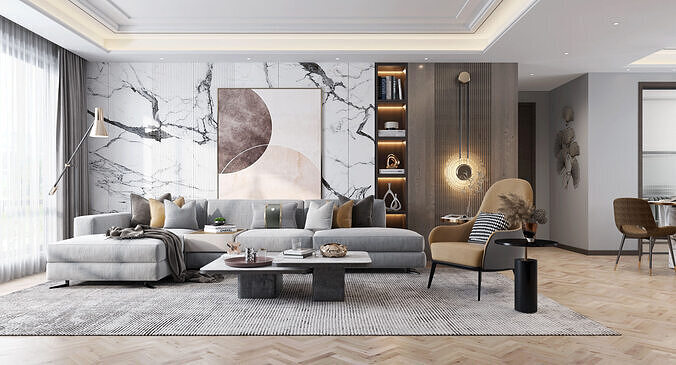 interior livim restaurng hall sofa 3D model
