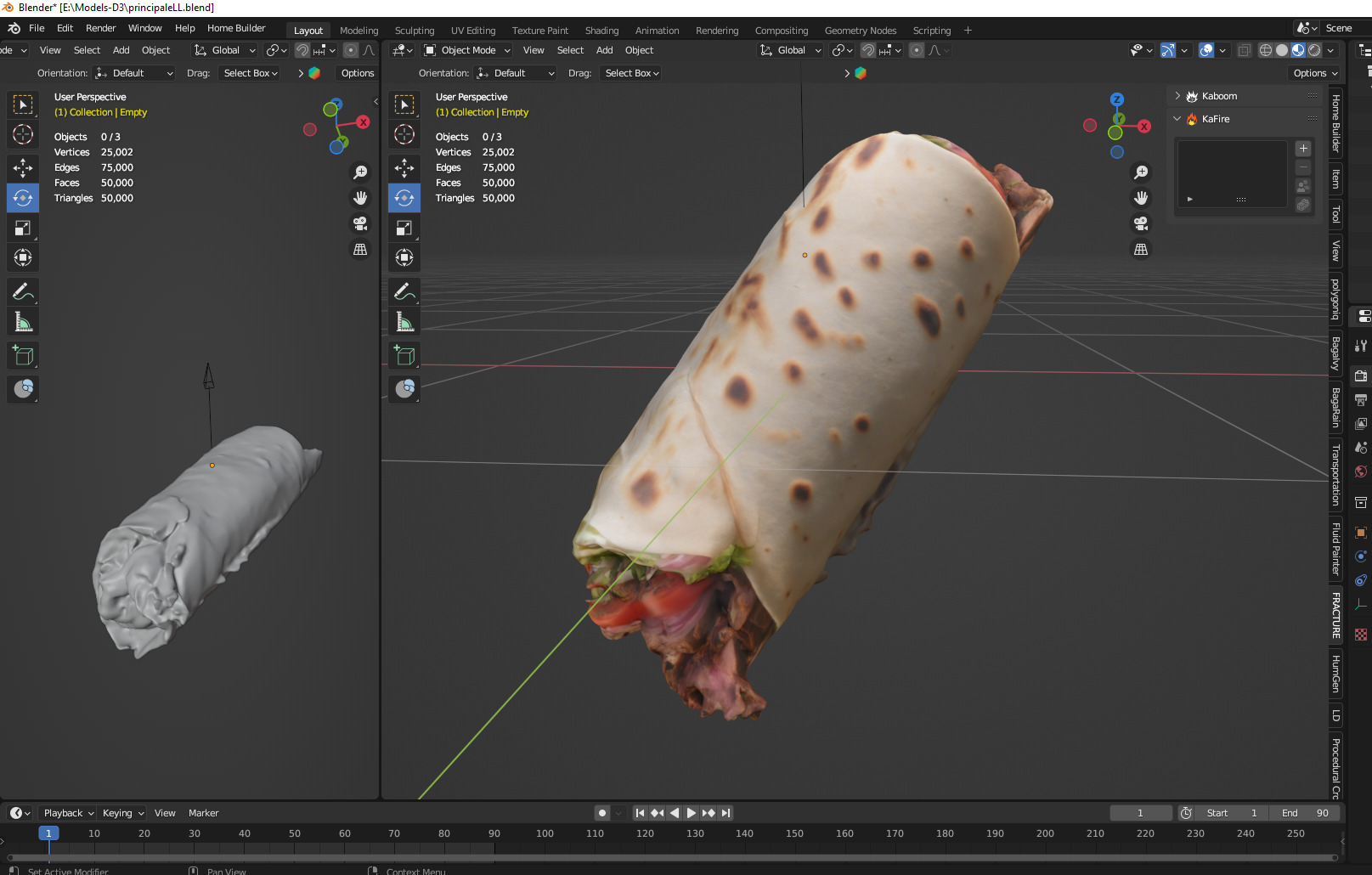 burrito Low-poly 3D model_2