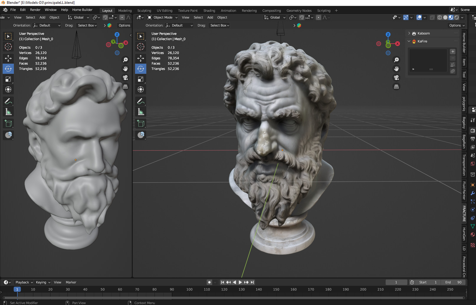 head statue Low-poly 3D model_2