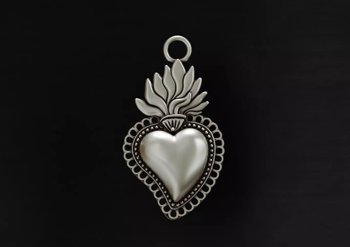 Sacred heart 1 Pendant 3D print model_0
