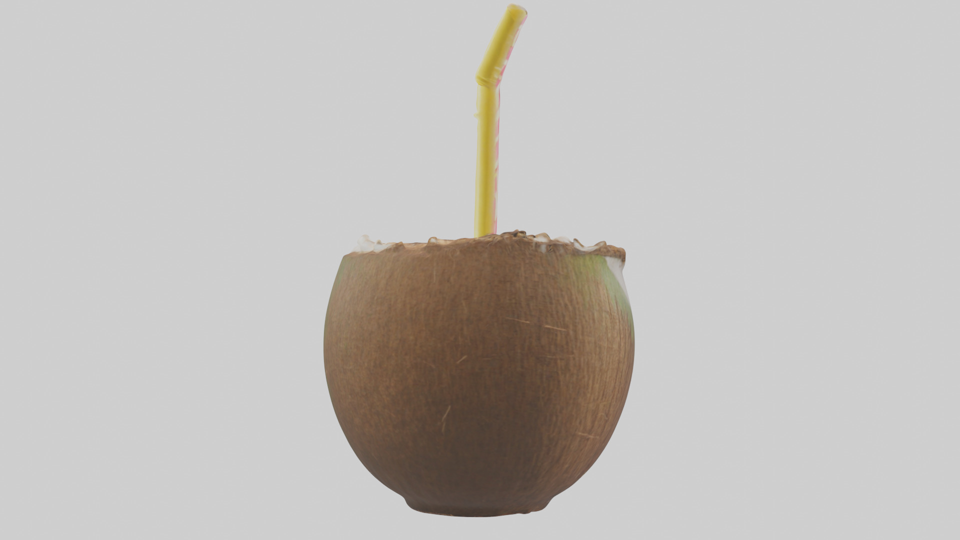 Coconut Drink with Straw model Low-poly 3D model_2