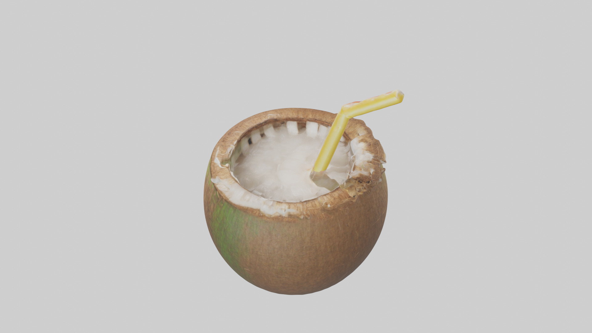 Coconut Drink with Straw model Low-poly 3D model_25