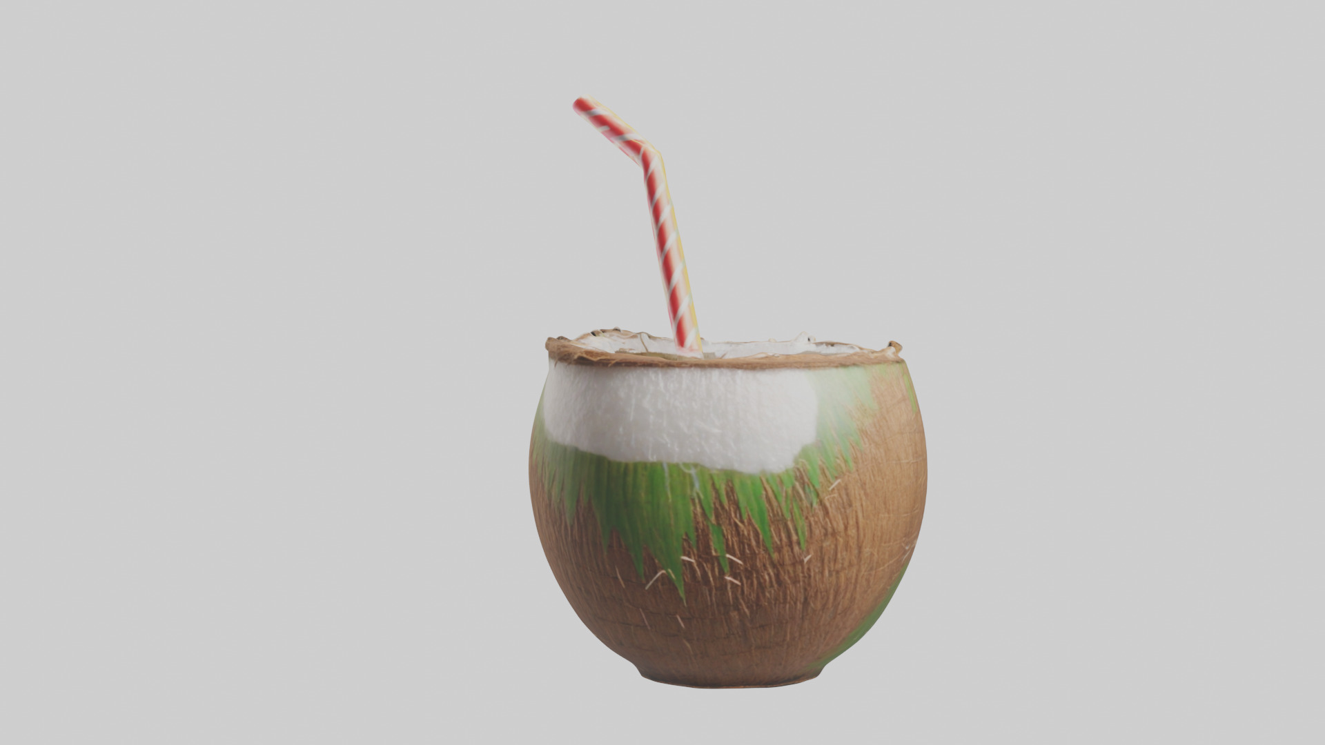 Coconut Drink with Straw model Low-poly 3D model_13