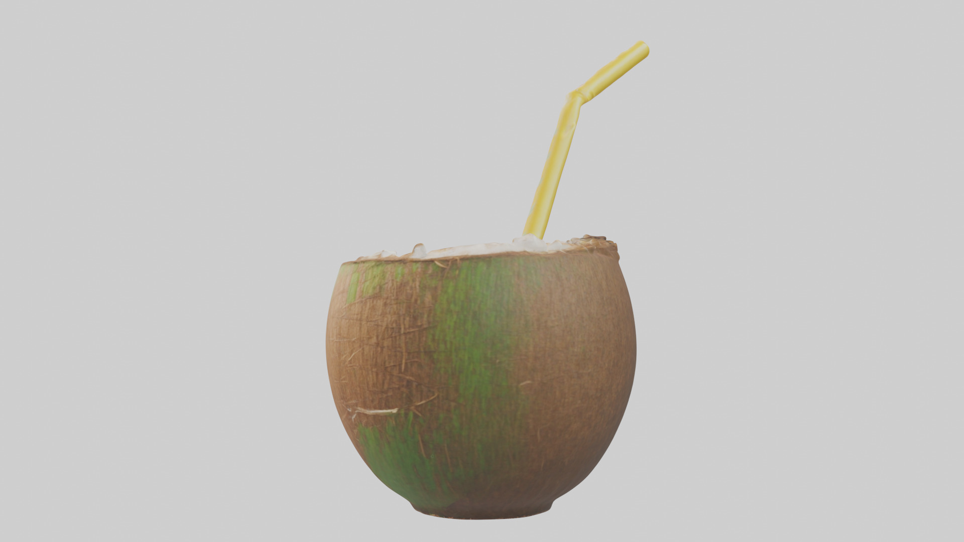 Coconut Drink with Straw model Low-poly 3D model_1
