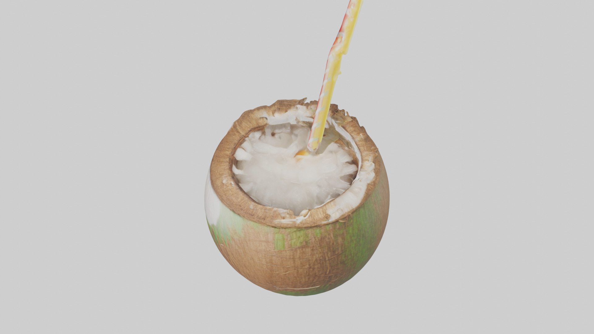 Coconut Drink with Straw model Low-poly 3D model_27