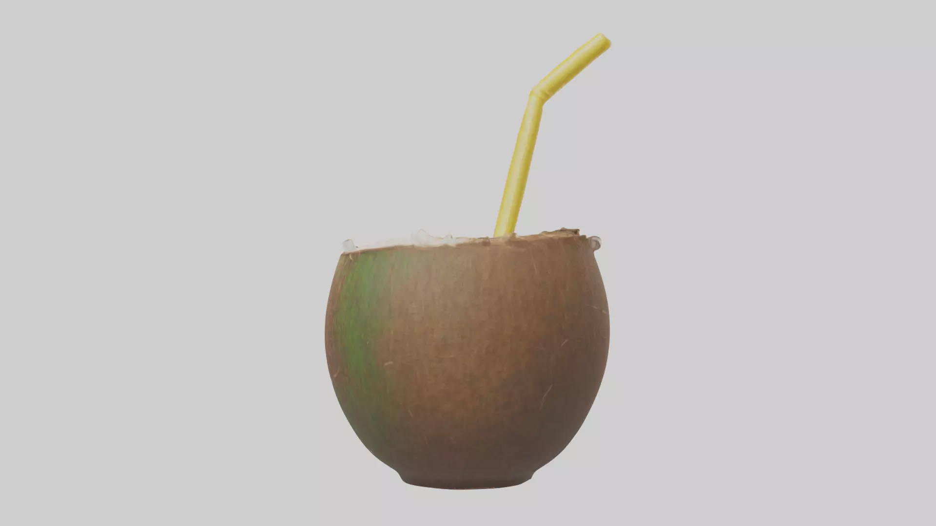 Coconut Drink with Straw model Low-poly 3D model_0