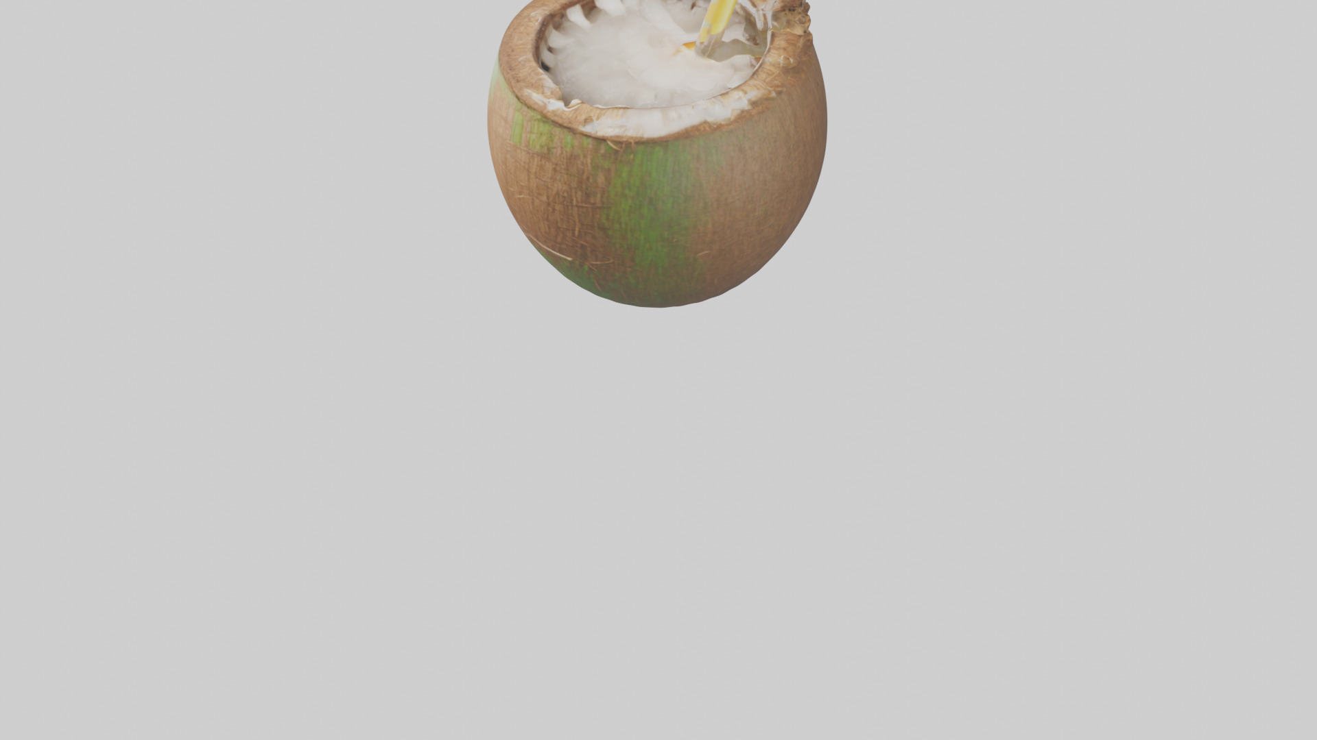 Coconut Drink with Straw model Low-poly 3D model_3